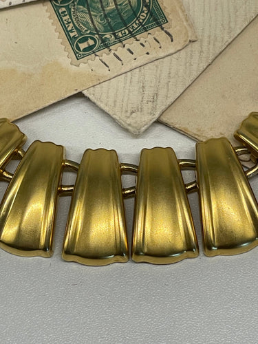 1980’s Matte Gold Articulated Collar Necklace Bloomers and Frocks